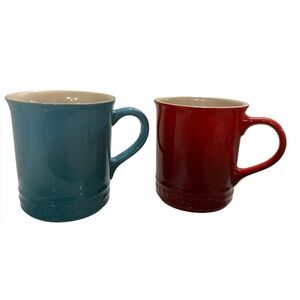 Le Creuset Vibrant Red and Blue Ceramic Mugs